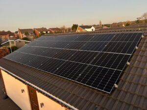 Solar and battery installation in Chorley Lancashire. This is one of the roofs showing half of the panels