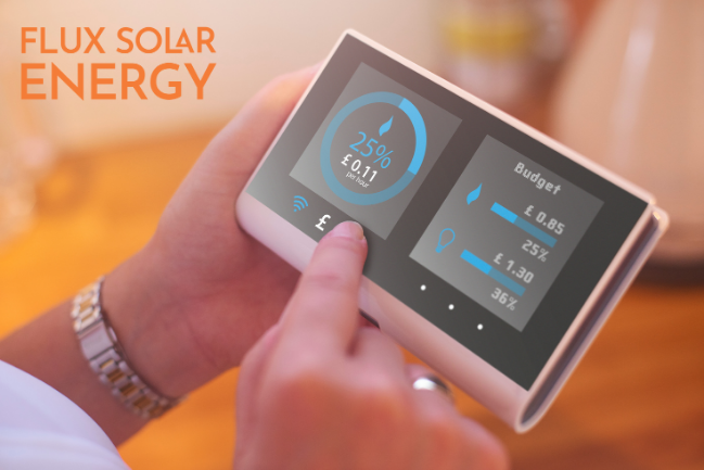 Smart Meter Stock Image - Flux Solar Energy Close‑up of a solar energy control unit for monitoring power output and smart export guarantee